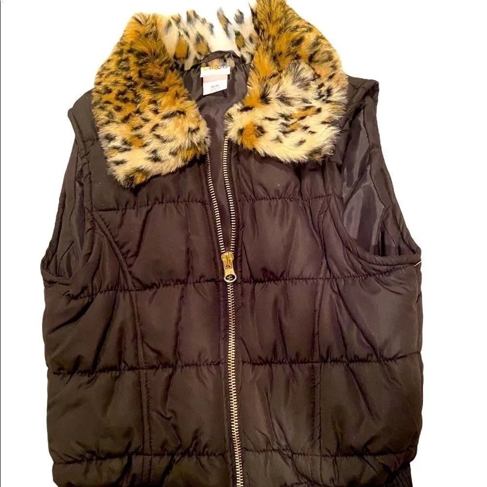 Circo kids puffer jacket with leopard fur collar M